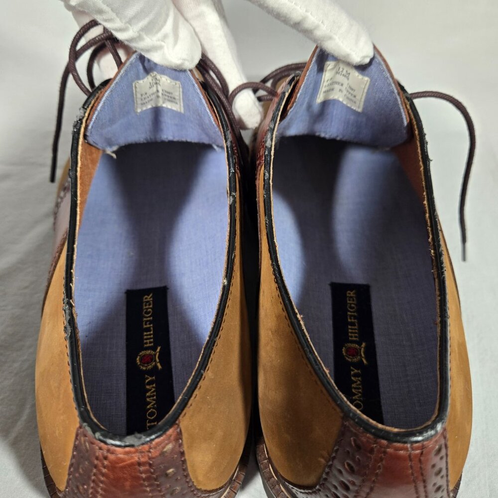 RARE Vintage 1985 TOMMY HILFIGUER Old Stock Brown Leather Oxford Shoes Men's 12M - Picture 14 of 17
